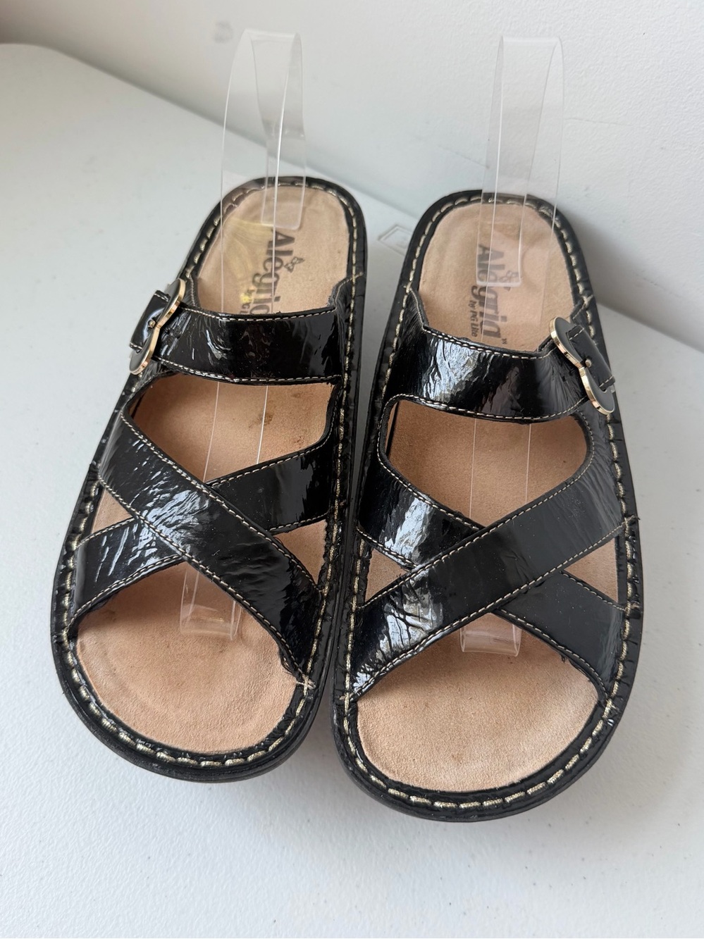 Alegria Barcelona Black Leather Platform Sandals Slides 
Butterfly Fairycore 39